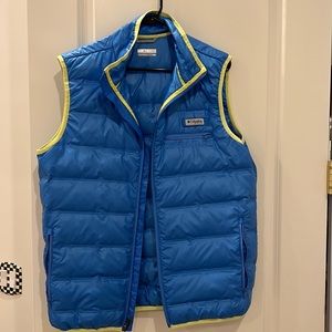 Columbia puffer vest, PFG, blue, size medium
